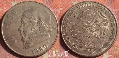 Мексика 1 песо 1980 года, KM# 460, 377-018