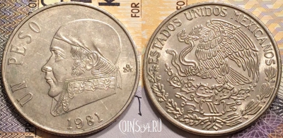 Мексика 1 песо 1981 года, KM# 460, 138-001