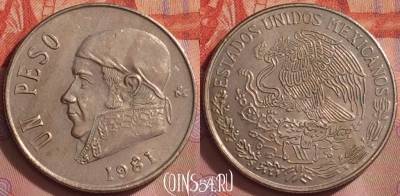 Мексика 1 песо 1981 года, KM# 460, 275k-137
