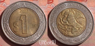 Мексика 1 песо 2007 года, KM# 603, 202f-140