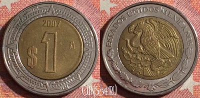 Мексика 1 песо 2007 года, KM# 603, 350-098