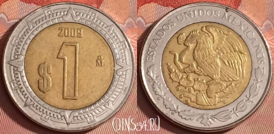 Мексика 1 песо 2009 года, KM# 603, 306l-099