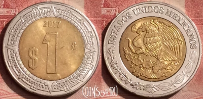 Мексика 1 песо 2017 года, KM# 603, 067l-070