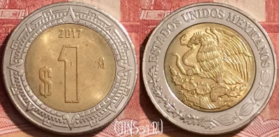 Мексика 1 песо 2017 года, KM# 603, 244l-187