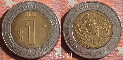 Мексика 1 песо 2018 года, KM# 603, 351-140