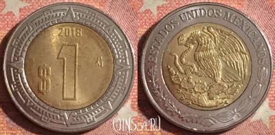 Мексика 1 песо 2018 года, KM# 603, 378-130