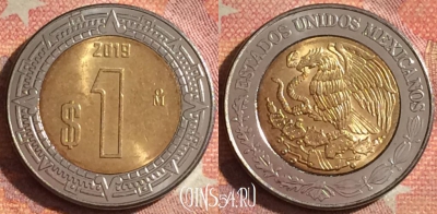 Мексика 1 песо 2019 года, KM# 603, 139i-017