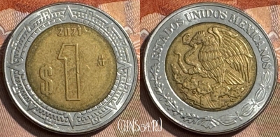 Мексика 1 песо 2021 года, KM# 603, 305s-141