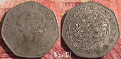 Мексика 10 песо 1982 года, KM# 477, 295i-044