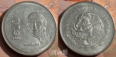 Мексика 10 песо 1988 года, KM# 512, 165s-079