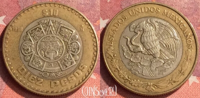 Мексика 10 песо 1998 года, KM# 616, 291o-126