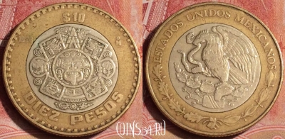 Мексика 10 песо 1998 года, KM# 616, 393-095