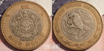 Мексика 10 песо 1998 года, KM# 616, a063-072