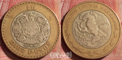Мексика 10 песо 1999 года, KM# 616, 339k-043