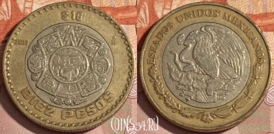Мексика 10 песо 2005 года, KM# 616, 171r-031 ♛