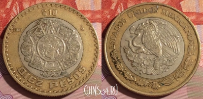 Мексика 10 песо 2007 года, KM# 616, 166b-124