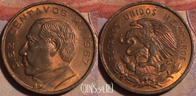 Мексика 10 сентаво 1967 года, KM# 433, 150b-110