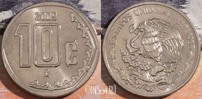 Мексика 10 сентаво 2009 года, KM# 934, a143-079