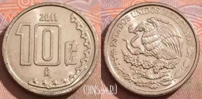 Мексика 10 сентаво 2011 года, KM# 934, 172a-042