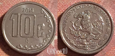 Мексика 10 сентаво 2014 года, KM# 934, 080i-138