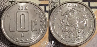 Мексика 10 сентаво 2016 года, KM# 934, UNC, 161-067