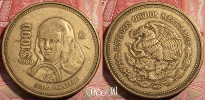 Мексика 1000 песо 1988 года, KM# 536, 209-081