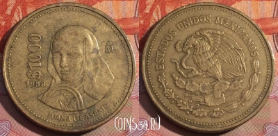 Мексика 1000 песо 1988 года, KM# 536, 260a-095