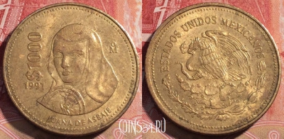 Мексика 1000 песо 1991 года, KM# 536, 071c-108