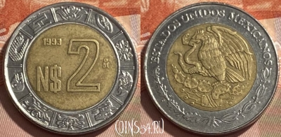Мексика 2 новых песо 1993 года, KM# 551, 495р-050 ♛