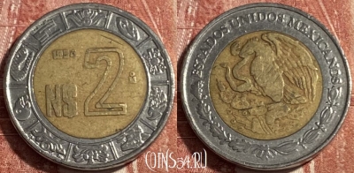 Мексика 2 новых песо 1994 года, KM# 551, 499р-048
