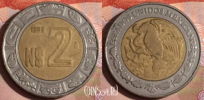 Мексика 2 новых песо 1995 года, KM# 551, 333-115