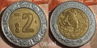 Мексика 2 песо 2001 года, KM# 604, 140s-101 ♛