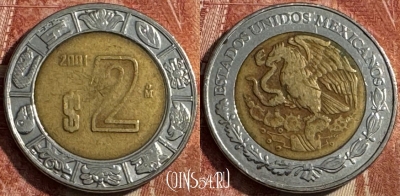 Мексика 2 песо 2001 года, KM# 604, 225s-057