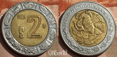 Мексика 2 песо 2001 года, KM# 604, 298s-129