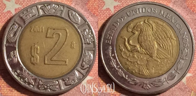 Мексика 2 песо 2001 года, KM# 604, 378-132
