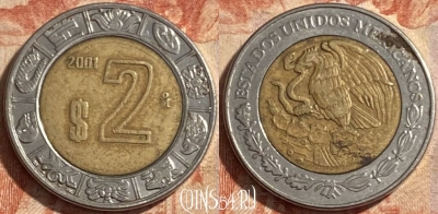 Мексика 2 песо 2001 года, KM# 604, 488р-142