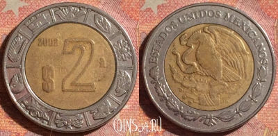 Мексика 2 песо 2002 года, KM# 604, 157i-038