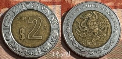 Мексика 2 песо 2004 года, KM# 604, s432s-134