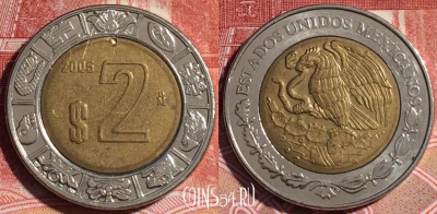Мексика 2 песо 2005 года, KM# 604, 134a-136