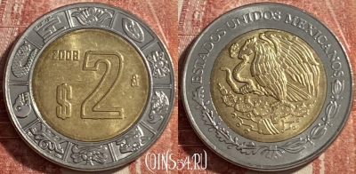 Мексика 2 песо 2008 года, KM# 604, 485р-034 ♛