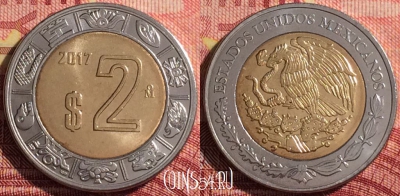 Мексика 2 песо 2017 года, KM# 604, 289i-118