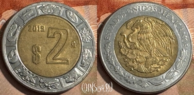 Мексика 2 песо 2019 года, KM# 604, 204s-114