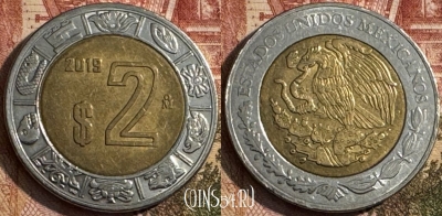 Мексика 2 песо 2019 года, KM# 604, 212s-047