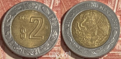 Мексика 2 песо 2021 года, KM# 604, 350r-141