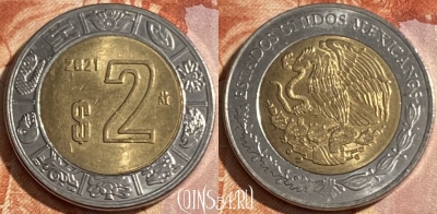 Мексика 2 песо 2021 года, KM# 604, 413r-046