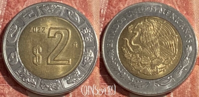 Мексика 2 песо 2022 года, KM# 604, 423r-033