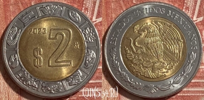 Мексика 2 песо 2023 года, KM# 604, 233r-049 ♛