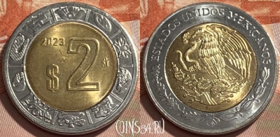 Мексика 2 песо 2023 года, KM# 604, 495р-080 ♛