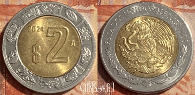 Мексика 2 песо 2024 года, KM# 604, 487р-062 ♛