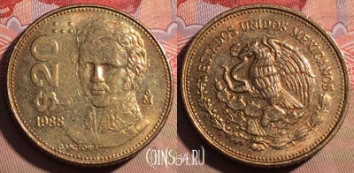 Мексика 20 песо 1988 года, KM# 508, 210a-017